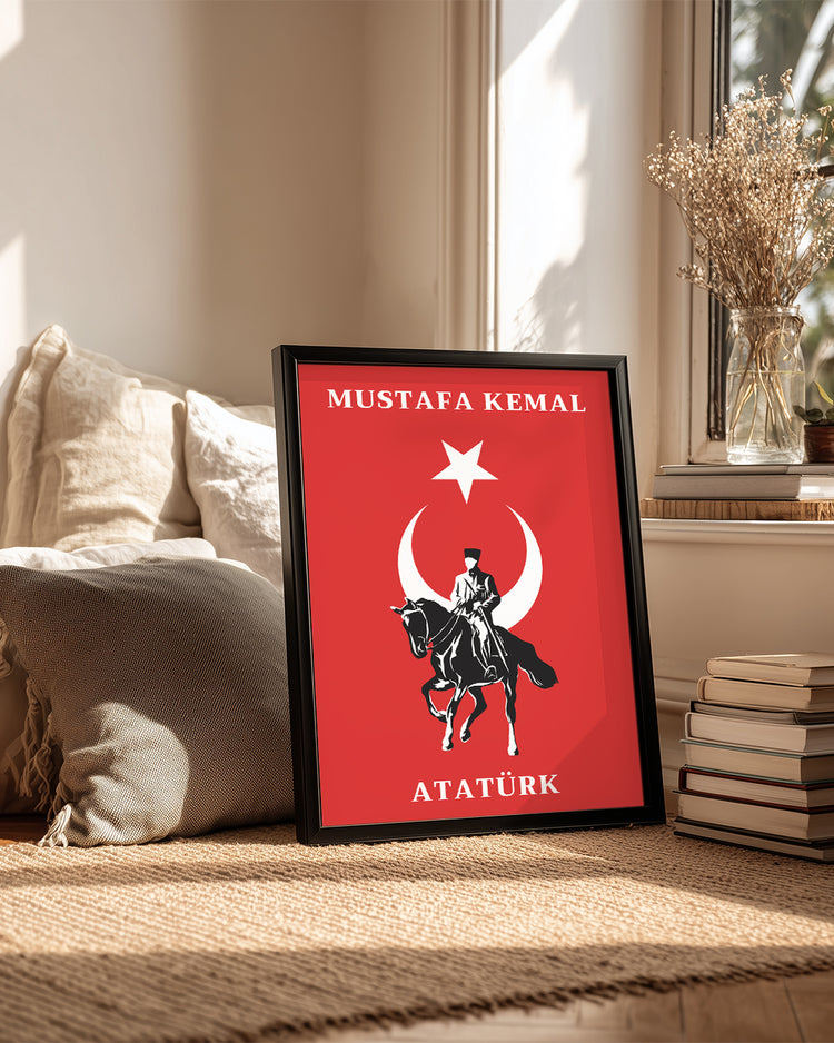 Cumhuriyetin Şafağı – At Üstünde Atatürk Silüet Poster Tablosu