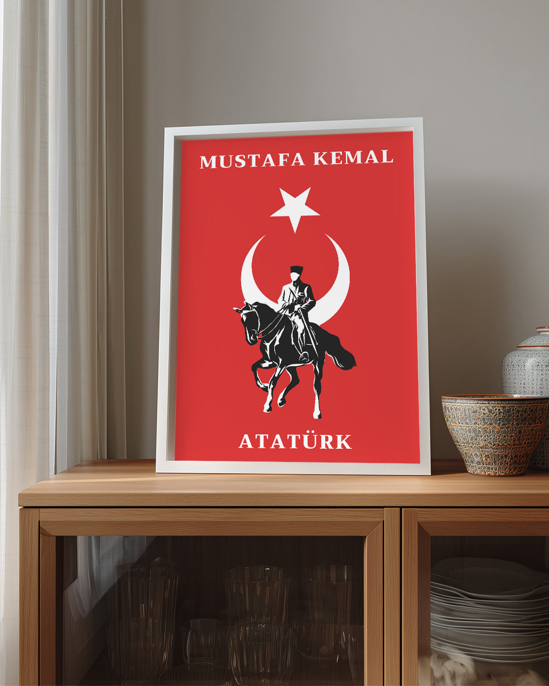 Cumhuriyetin Şafağı – At Üstünde Atatürk Silüet Poster Tablosu