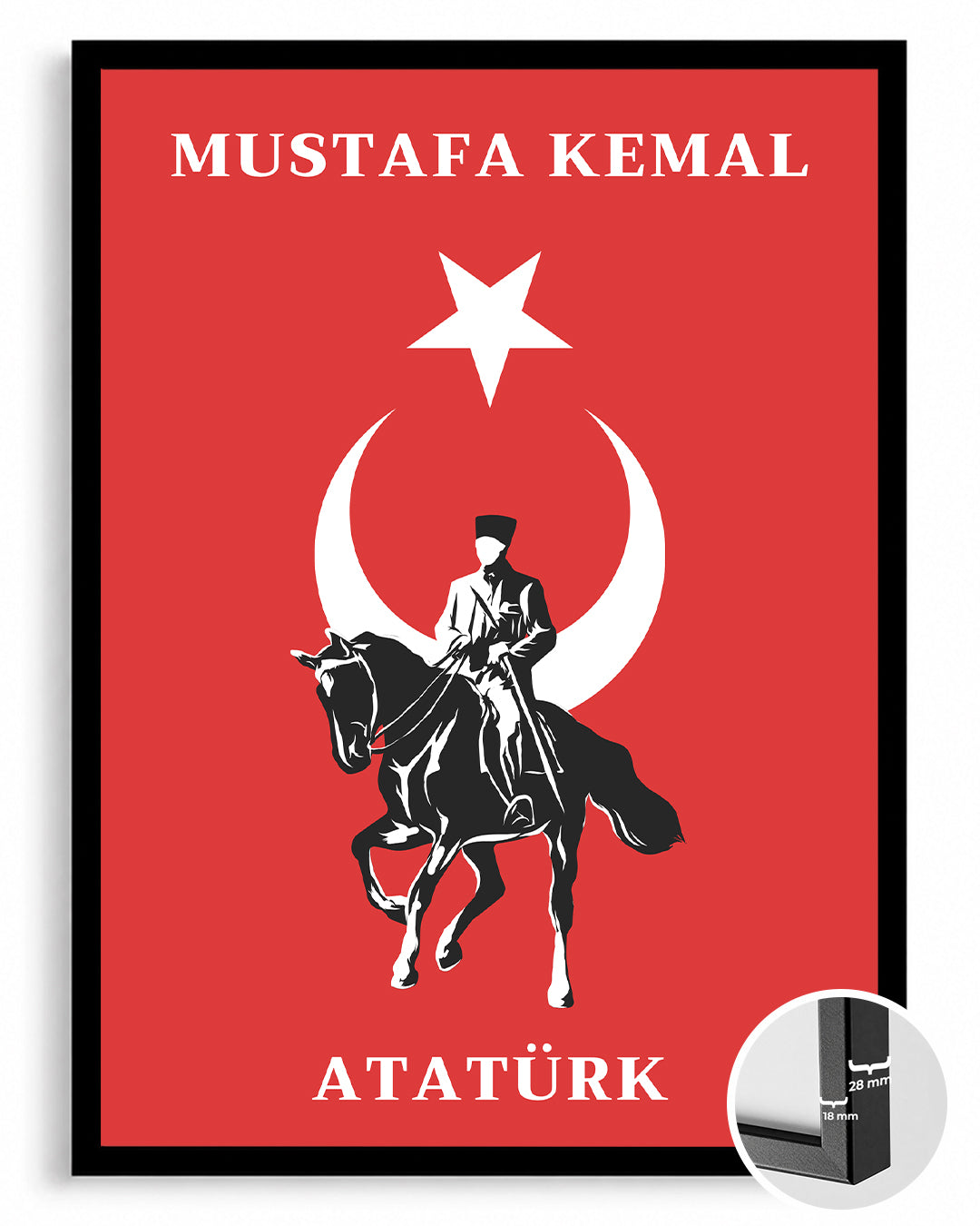 Cumhuriyetin Şafağı – At Üstünde Atatürk Silüet Poster Tablosu