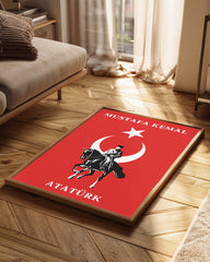 Cumhuriyetin Şafağı – At Üstünde Atatürk Silüet Poster Tablosu