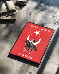 Cumhuriyetin Şafağı – At Üstünde Atatürk Silüet Poster Tablosu