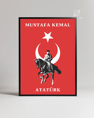 Cumhuriyetin Şafağı – At Üstünde Atatürk Silüet Poster Tablosu