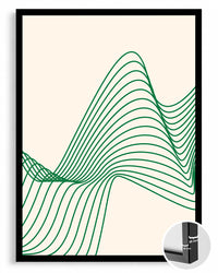 Dalgalı Hatlar - Yeşil Çizgisel Desen Poster Tablosu