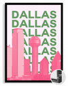 Dallas Silueti - Pembe ve Yeşil Kontrast Poster Tablosu