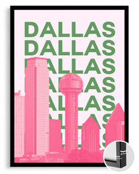 Dallas Silueti - Pembe ve Yeşil Kontrast Poster Tablosu