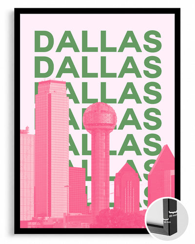 Dallas Silueti - Pembe ve Yeşil Kontrast Poster Tablosu