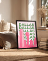 Dallas Silueti - Pembe ve Yeşil Kontrast Poster Tablosu
