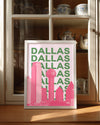 Dallas Silueti - Pembe ve Yeşil Kontrast Poster Tablosu