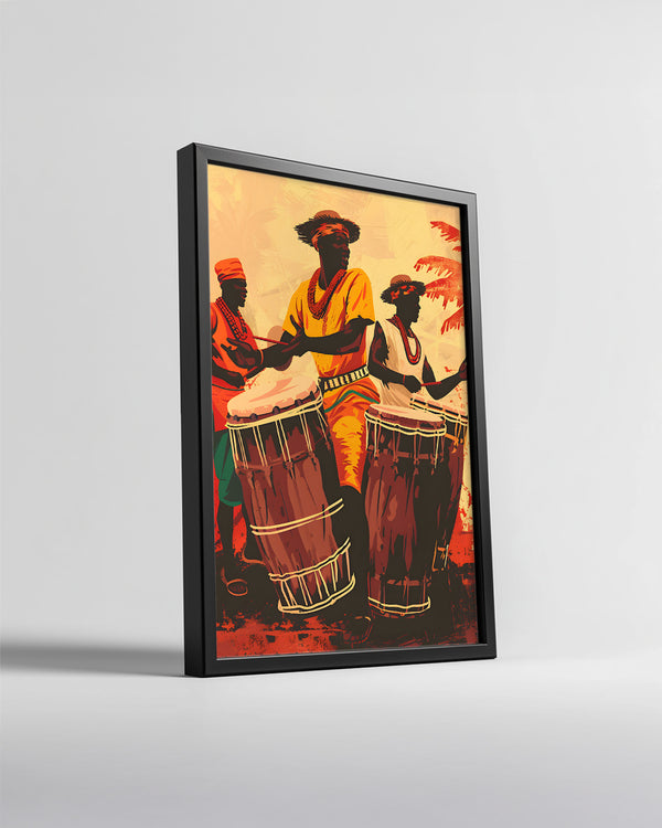 Davulcu Adamlar - Afrika Sanatı Poster Tablosu