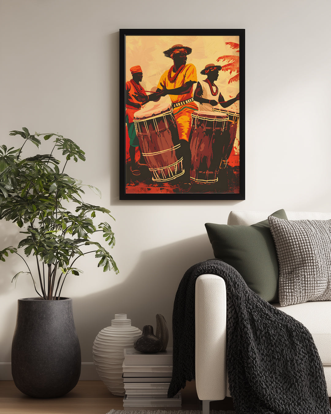 Davulcu Adamlar - Afrika Sanatı Poster Tablosu
