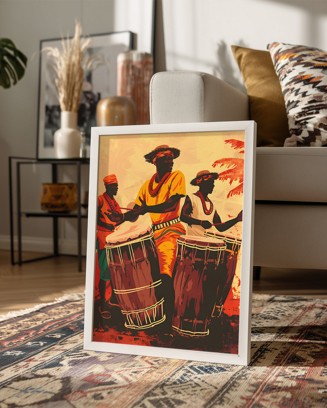 Davulcu Adamlar - Afrika Sanatı Poster Tablosu