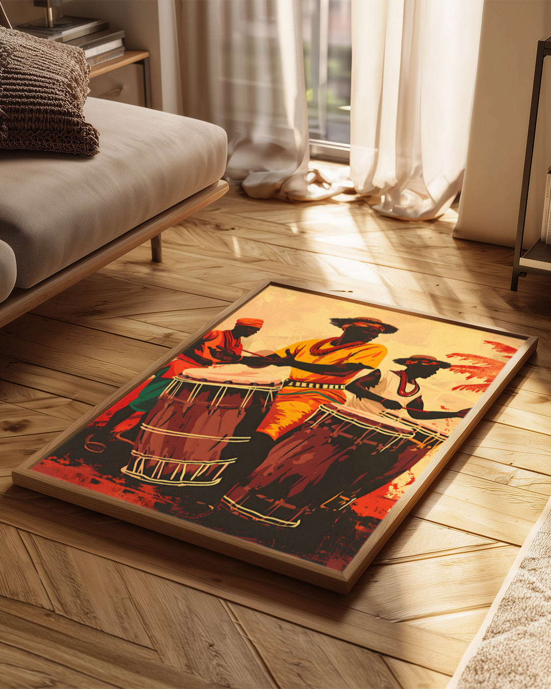 Davulcu Adamlar - Afrika Sanatı Poster Tablosu