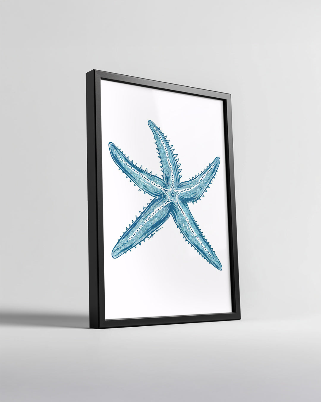 Deniz Yıldızı - Beş Kollu Mavi Desen Poster Tablosu