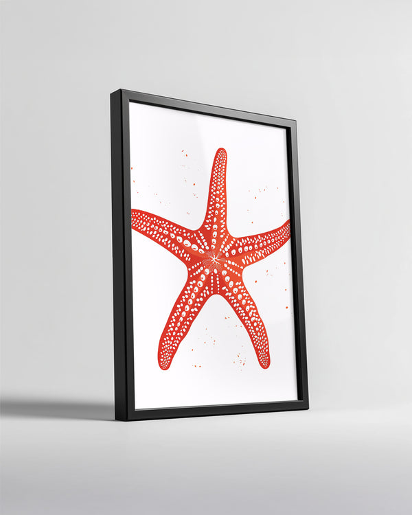 Deniz Yıldızı - Kırmızı Doku Deseni Poster Tablosu