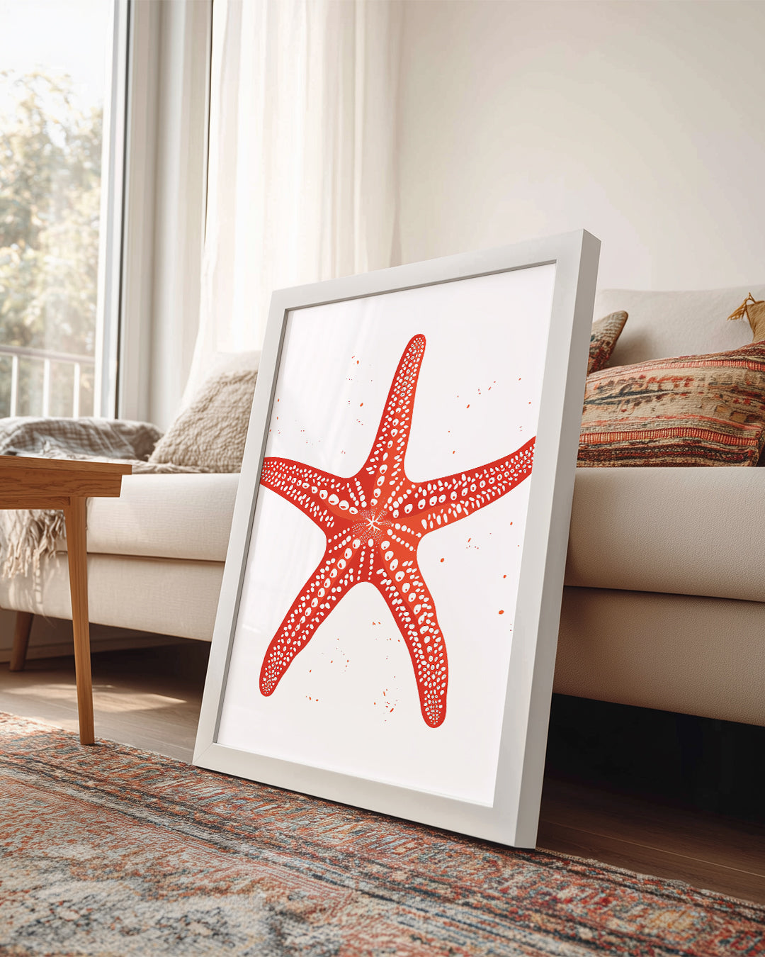 Deniz Yıldızı - Kırmızı Doku Deseni Poster Tablosu