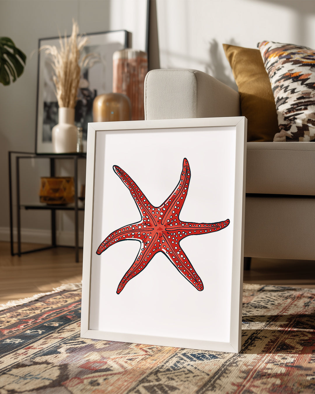 Deniz Yıldızı - Kırmızı Renkli Dallanmış Kollu Poster Tablosu