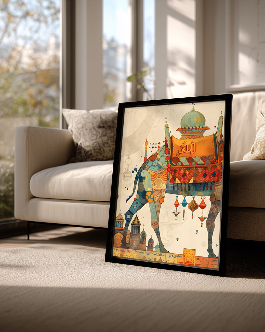 Deve Seyahatı - Renkli Mimari Manzarası Poster Tablosu