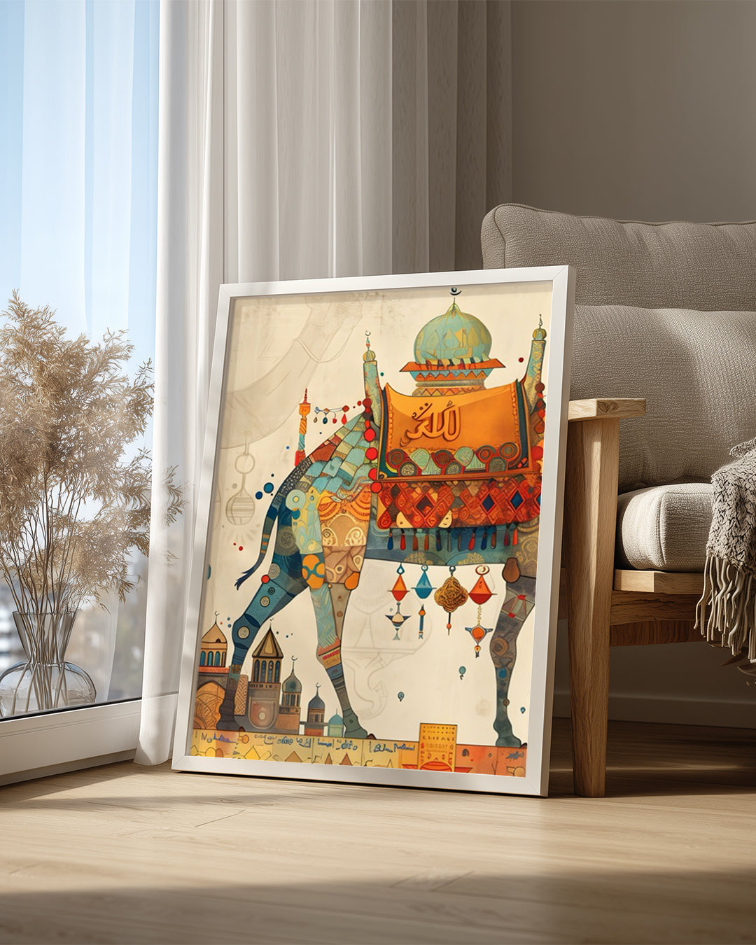Deve Seyahatı - Renkli Mimari Manzarası Poster Tablosu