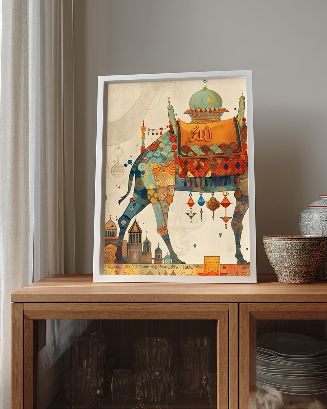 Deve Seyahatı - Renkli Mimari Manzarası Poster Tablosu