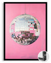 Disko Topu - Pembe Fonlu Parlak Poster Tablosu