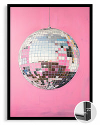 Disko Topu - Pembe Fonlu Parlak Poster Tablosu