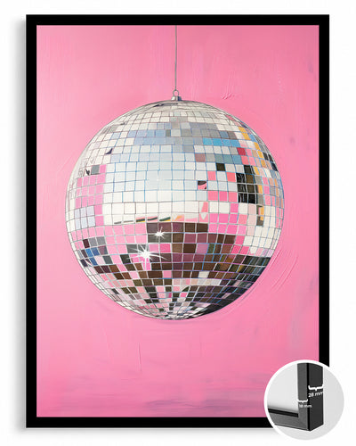 Disko Topu - Pembe Fonlu Parlak Poster Tablosu