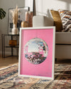 Disko Topu - Pembe Fonlu Parlak Poster Tablosu