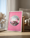 Disko Topu - Pembe Fonlu Parlak Poster Tablosu