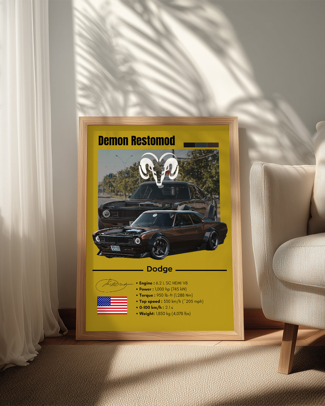 Dodge Demon Restomod Poster Tablosu