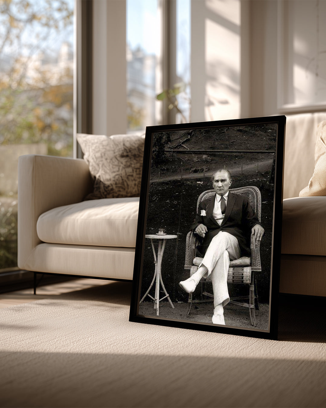 Düşünen Komutan: Oturan Atatürk Poster Tablosu