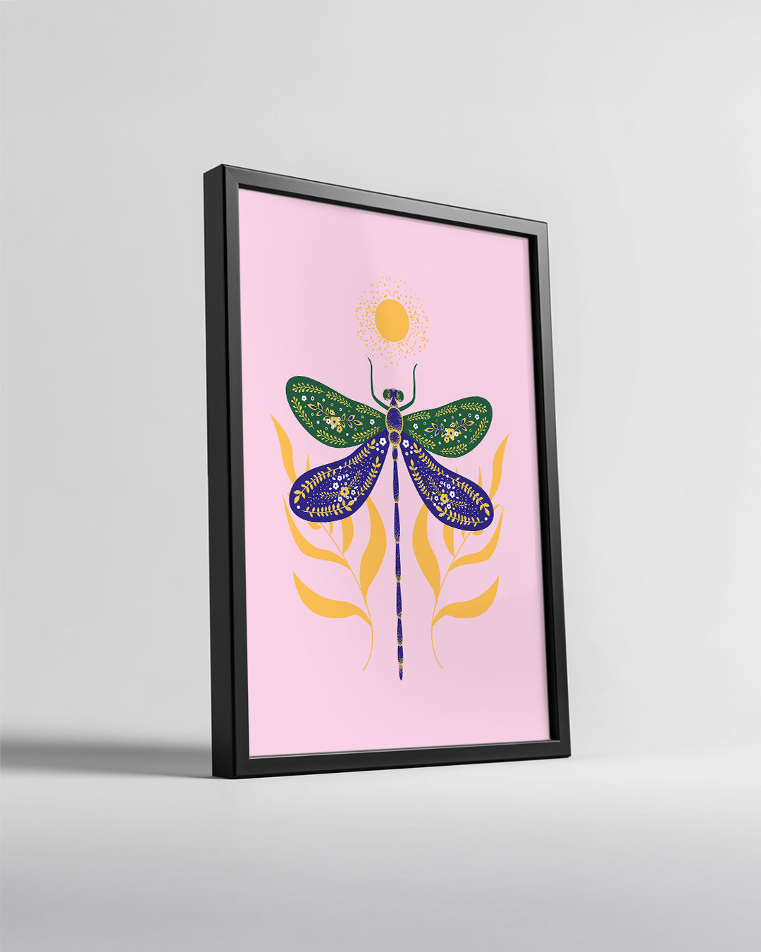 Ejderha Böceği - Renkli Çiçek Deseni Poster Tablosu