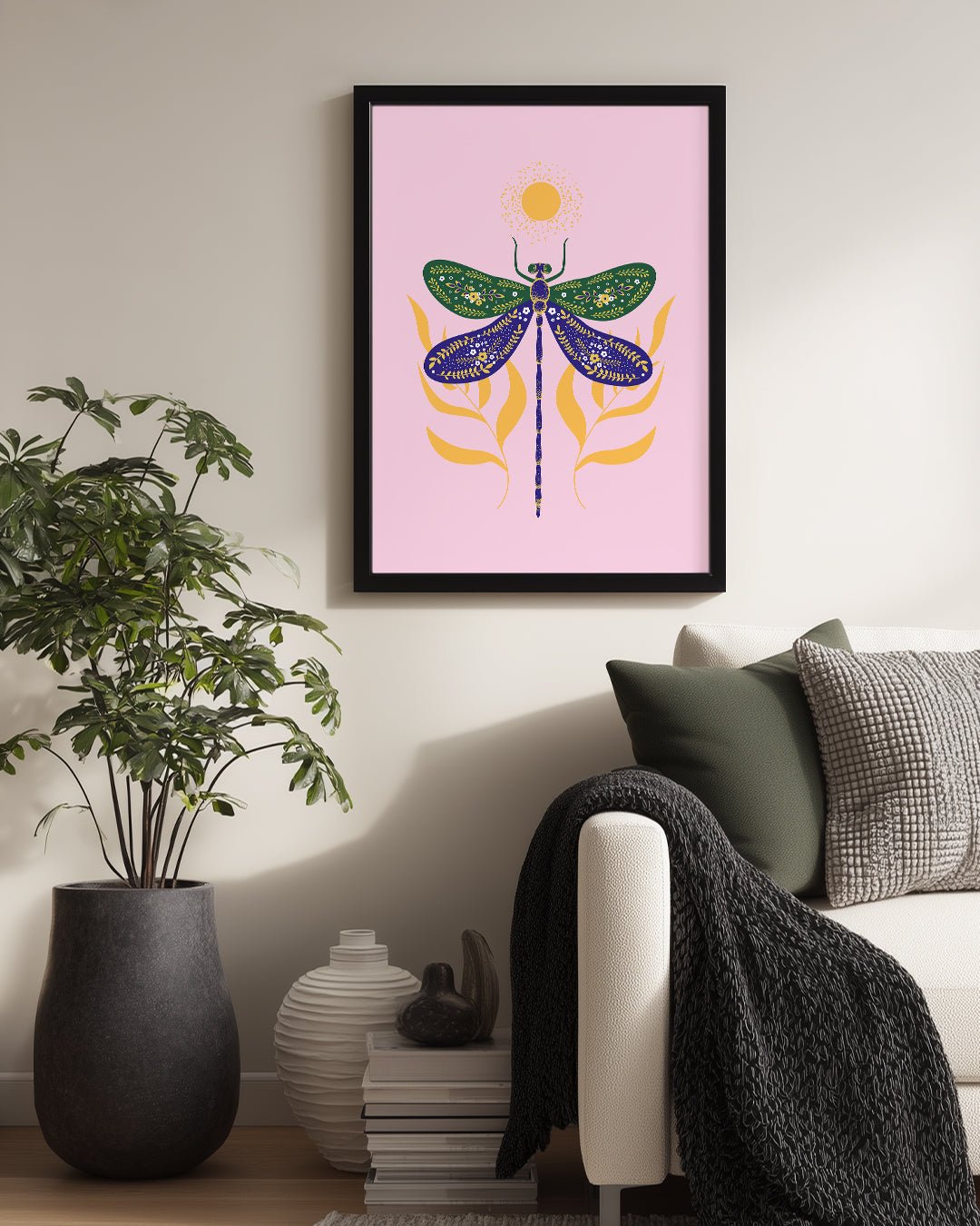 Ejderha Böceği - Renkli Çiçek Deseni Poster Tablosu