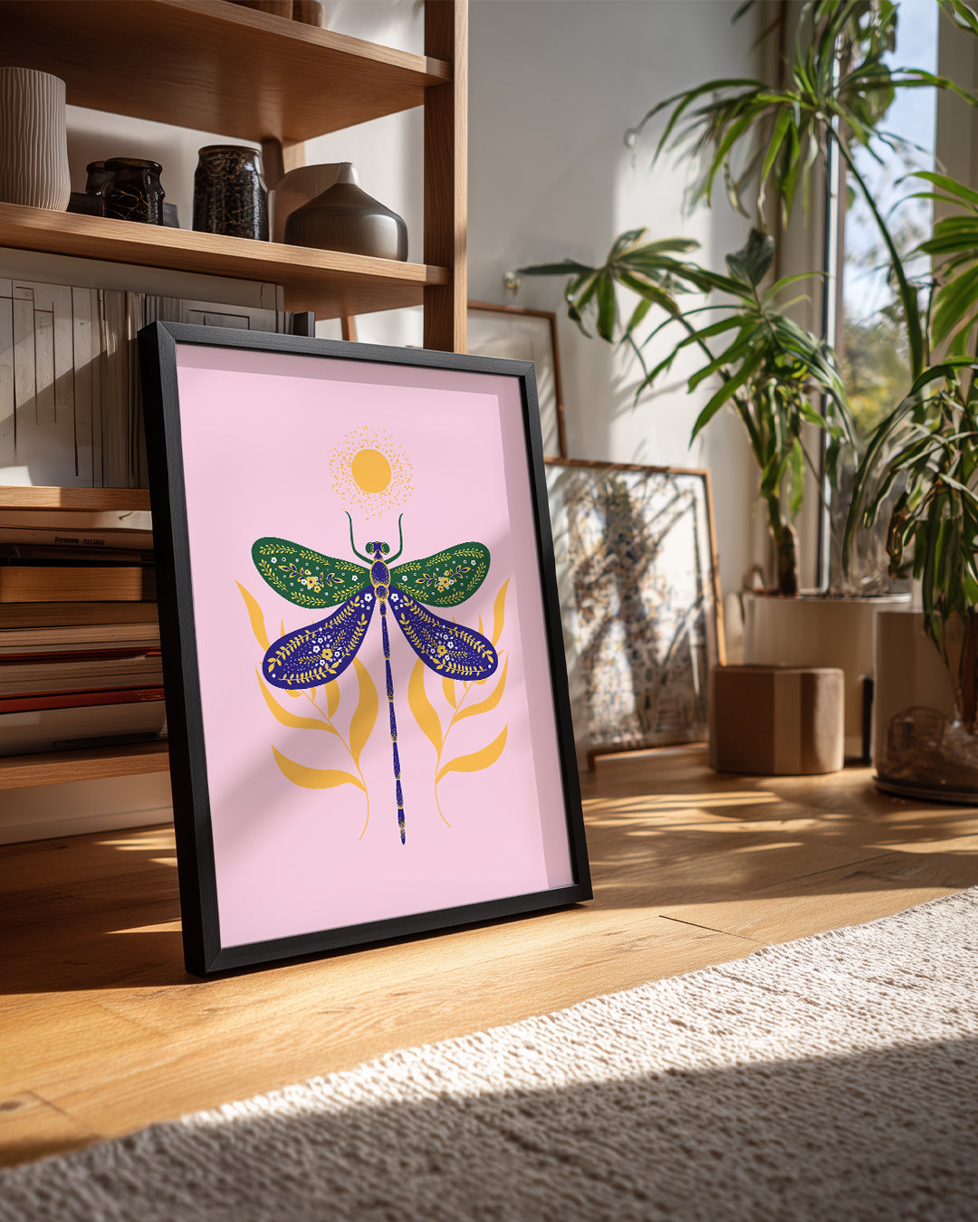 Ejderha Böceği - Renkli Çiçek Deseni Poster Tablosu
