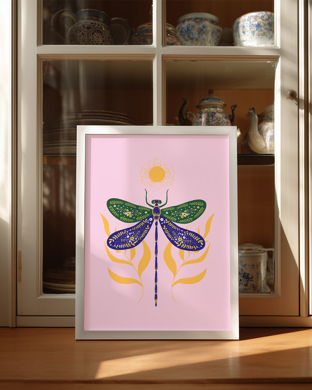 Ejderha Böceği - Renkli Çiçek Deseni Poster Tablosu