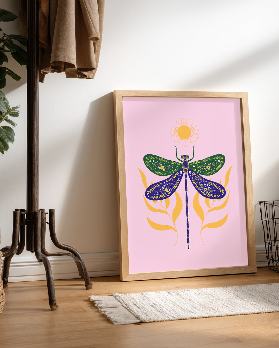 Ejderha Böceği - Renkli Çiçek Deseni Poster Tablosu