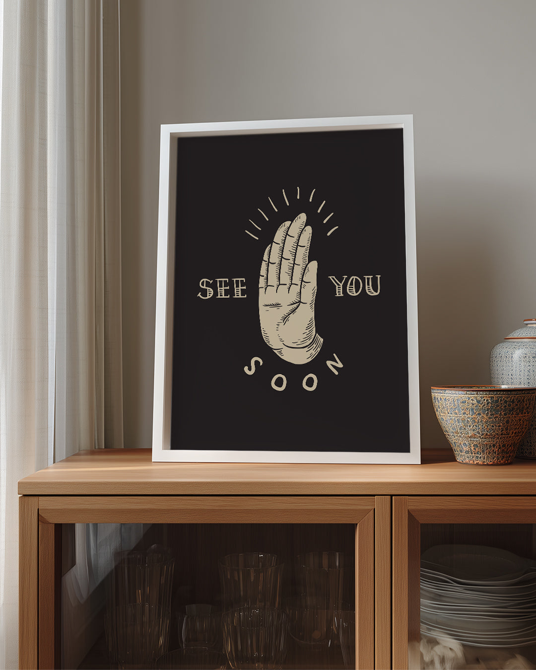 Elveda Selami - Retro El Çizimi Poster Tablosu