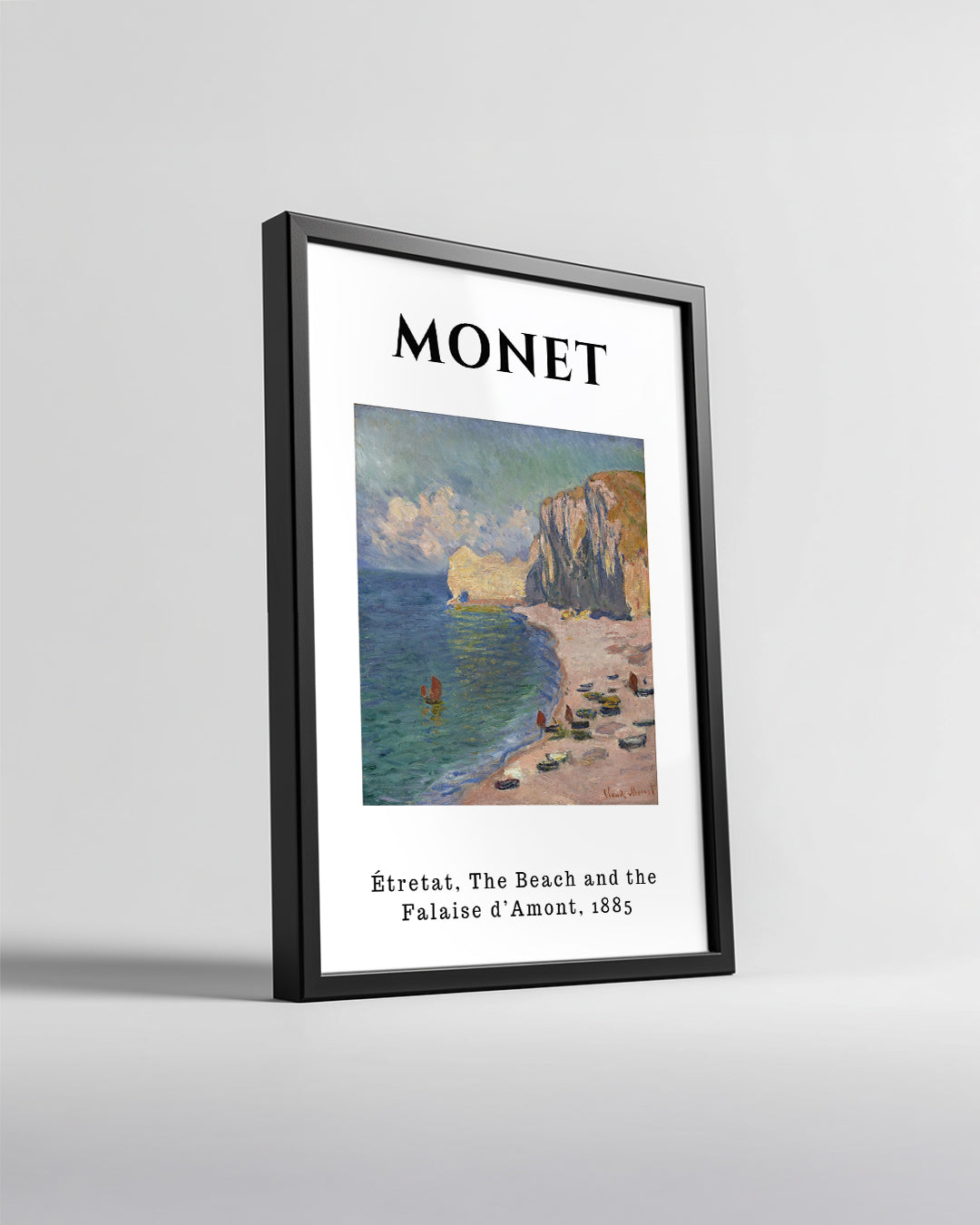 Étretat Plaj ve Falaise d Amont - Claude Monet - 1885 Poster Tablosu