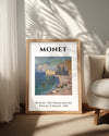 Étretat Plaj ve Falaise d Amont - Claude Monet - 1885 Poster Tablosu