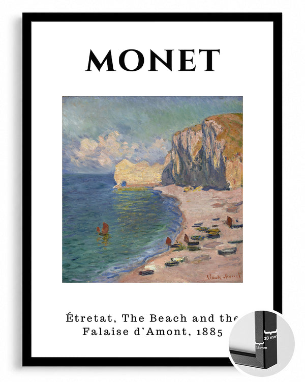 Étretat Plaj ve Falaise d Amont - Claude Monet - 1885 Poster Tablosu