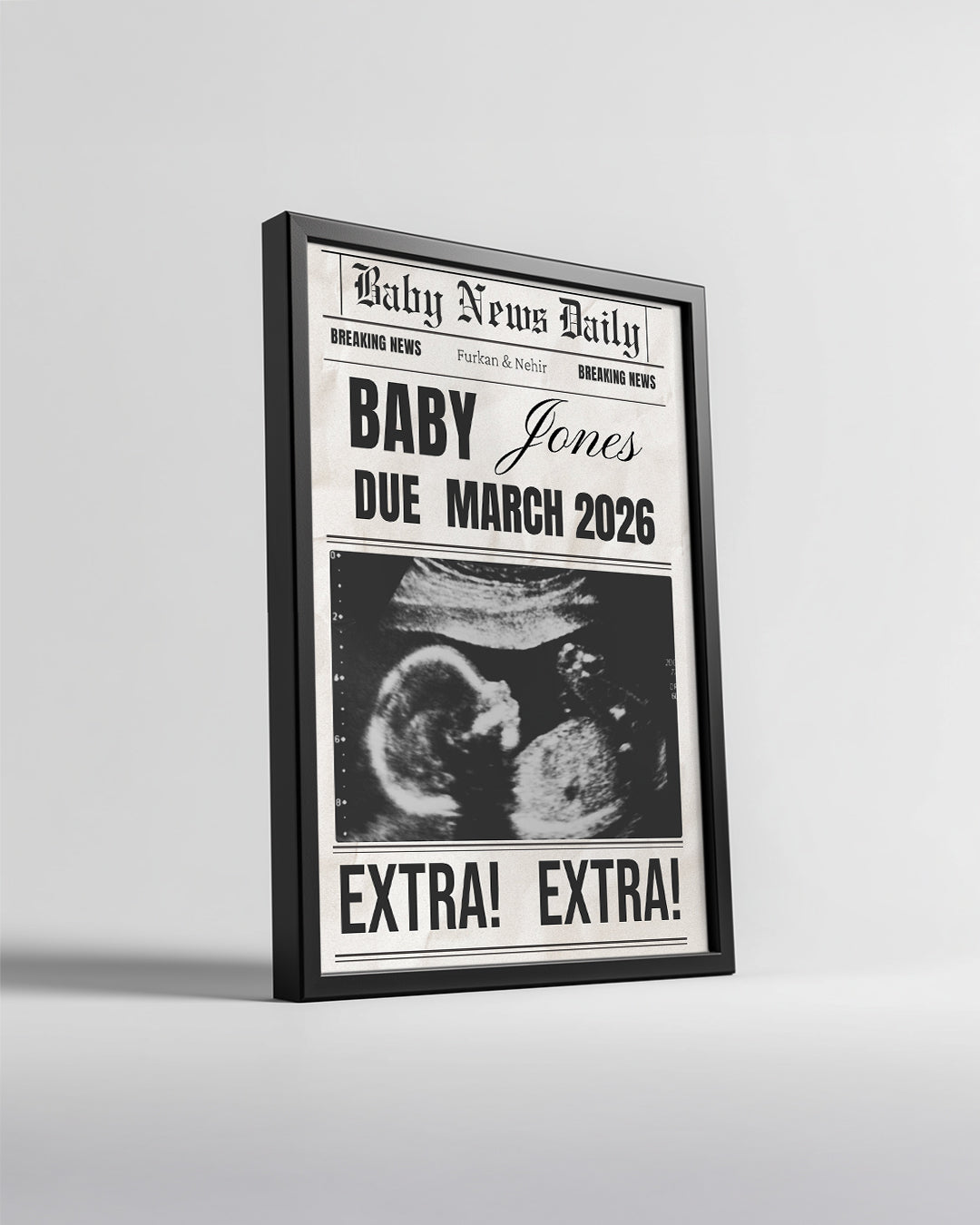 Extra! Extra! – Kişiselleştirilebilir Hamilelik Duyuru Posteri