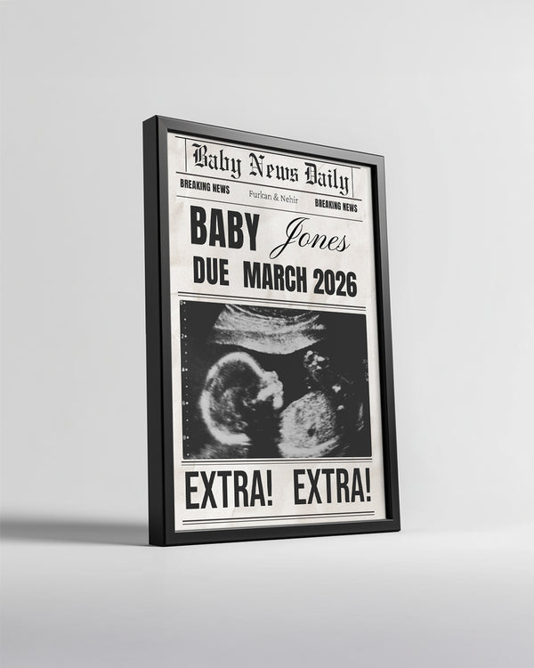 Extra! Extra! – Kişiselleştirilebilir Hamilelik Duyuru Posteri