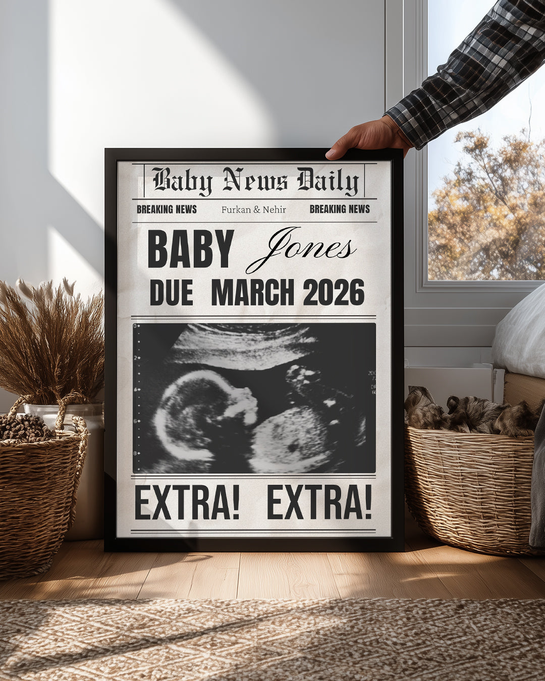 Extra! Extra! – Kişiselleştirilebilir Hamilelik Duyuru Posteri