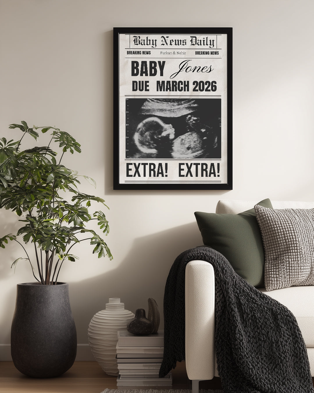 Extra! Extra! – Kişiselleştirilebilir Hamilelik Duyuru Posteri