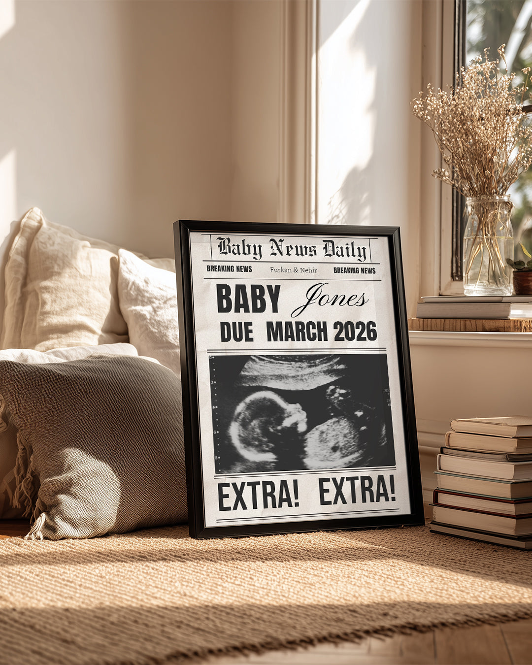 Extra! Extra! – Kişiselleştirilebilir Hamilelik Duyuru Posteri