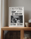 Extra! Extra! – Kişiselleştirilebilir Hamilelik Duyuru Posteri