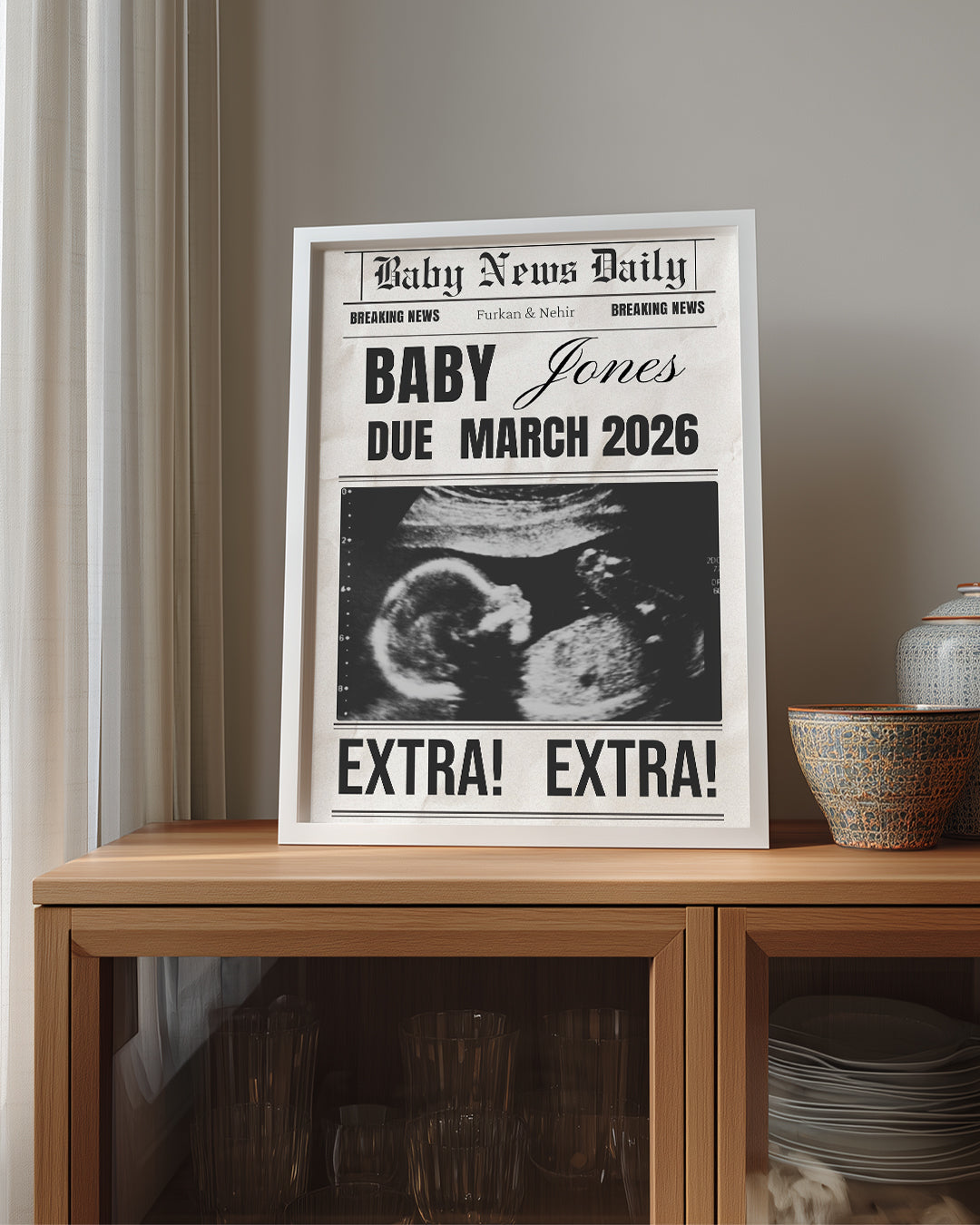 Extra! Extra! – Kişiselleştirilebilir Hamilelik Duyuru Posteri