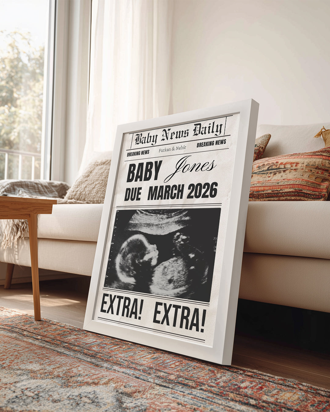Extra! Extra! – Kişiselleştirilebilir Hamilelik Duyuru Posteri