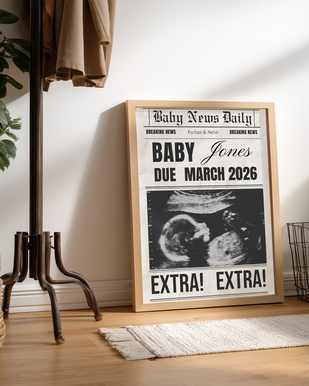 Extra! Extra! – Kişiselleştirilebilir Hamilelik Duyuru Posteri