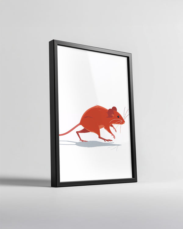 Fare - Kırmızı Tüy Deseni Poster Tablosu