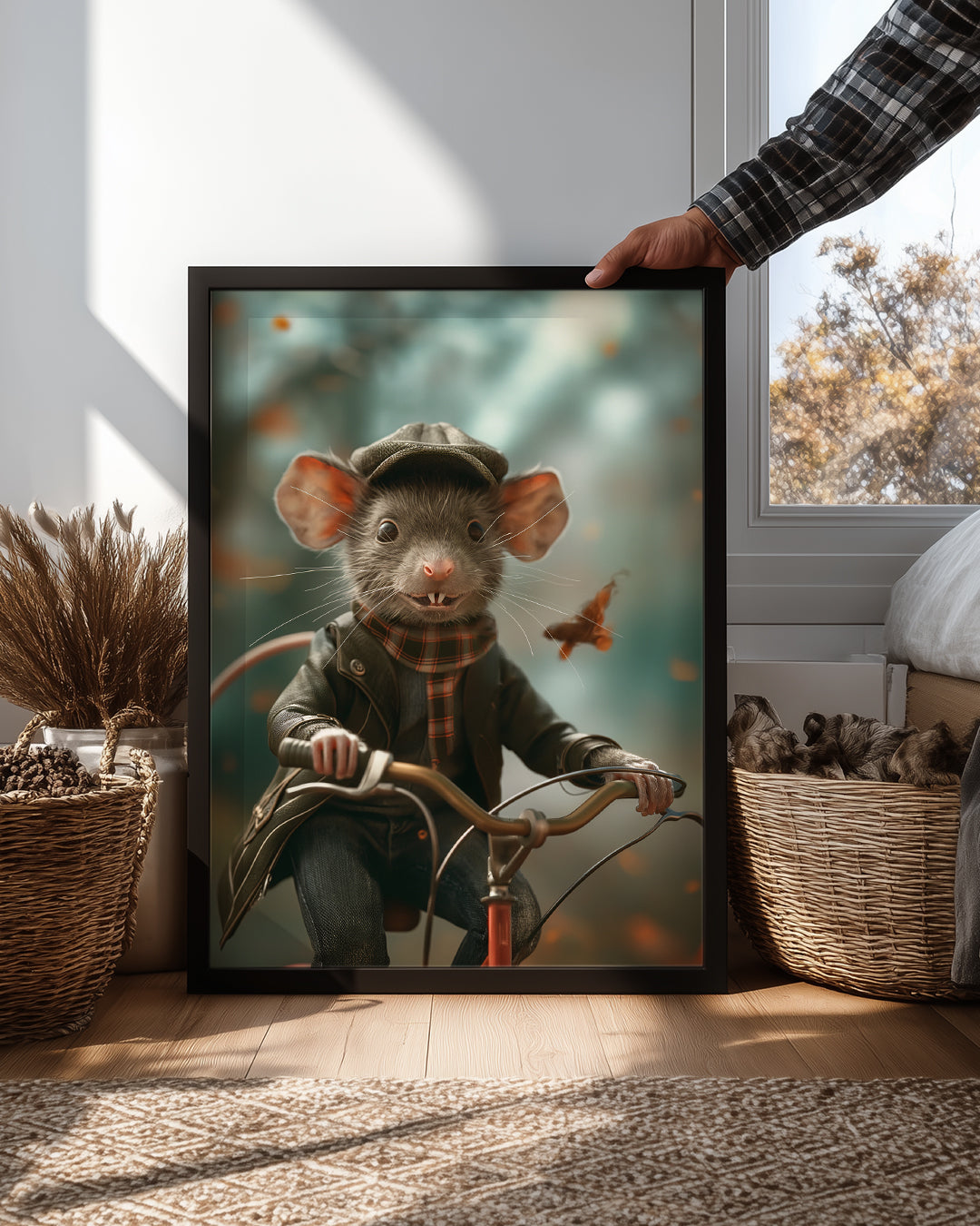 Fare - Şapkalı Bisikletli Poster Tablosu